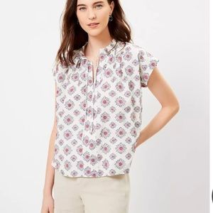 Loft medallion split neck blouse NWOT